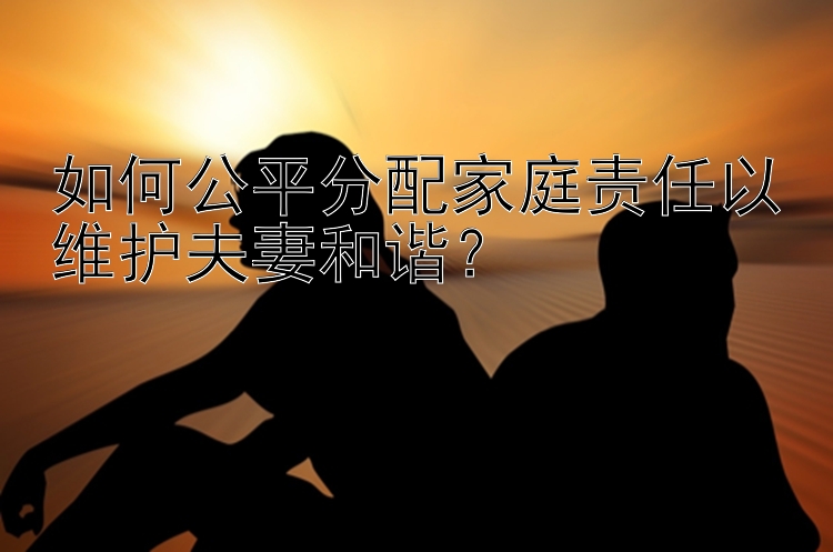 如何公平分配家庭责任以维护夫妻和谐？