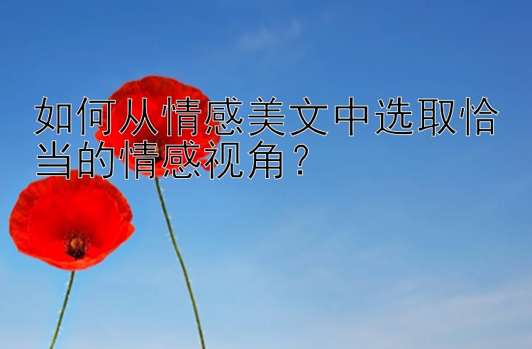 如何从情感美文中选取恰当的情感视角？