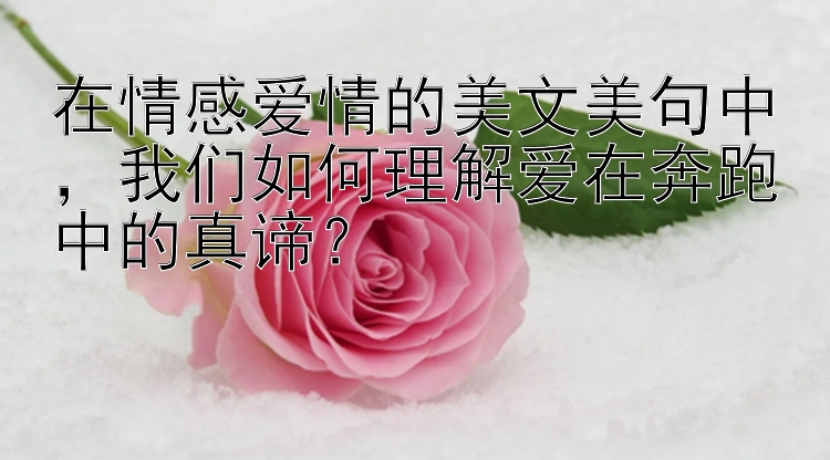 在情感爱情的美文美句中，我们如何理解爱在奔跑中的真谛？