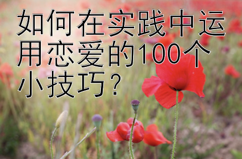 如何在实践中运用恋爱的100个小技巧？